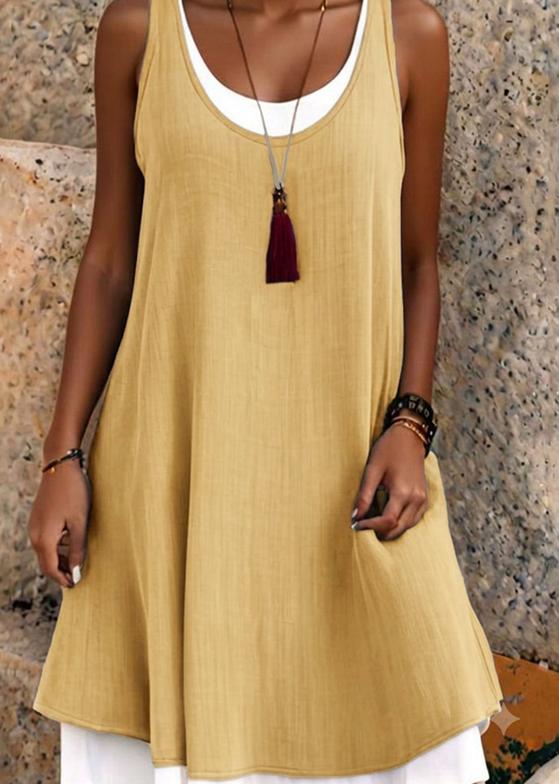 Casual Loose Sleeveless Fake Two Piece Tank Dress