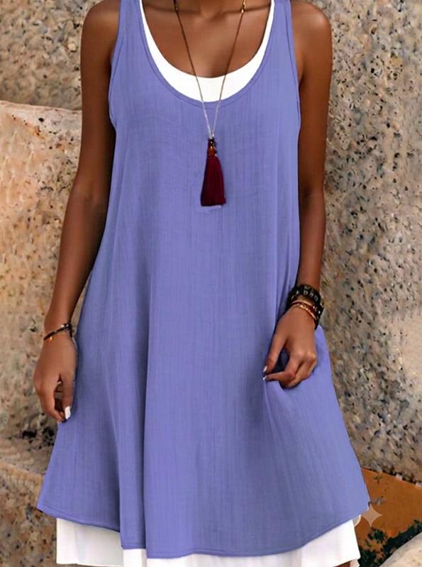 Casual Loose Sleeveless Fake Two Piece Tank Dress