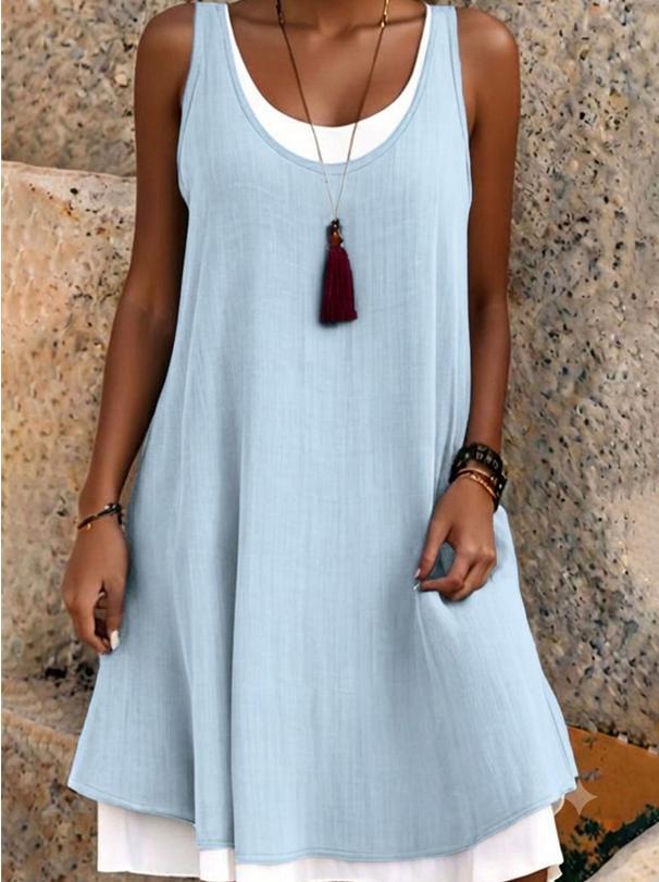 Casual Loose Sleeveless Fake Two Piece Tank Dress