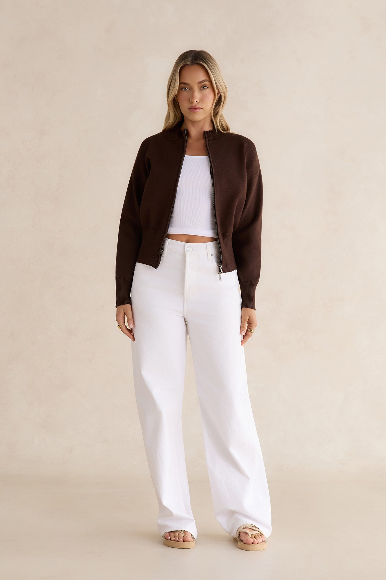 Morning Rituals Zip Cardigan Coffee
