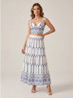 Printed Sleeveless Tie Back Skirt Set