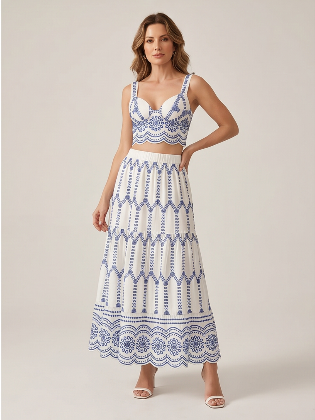 Printed Sleeveless Tie Back Skirt Set