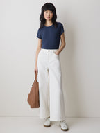 Short-Sleeve Crew-Neck Ribbed Tee