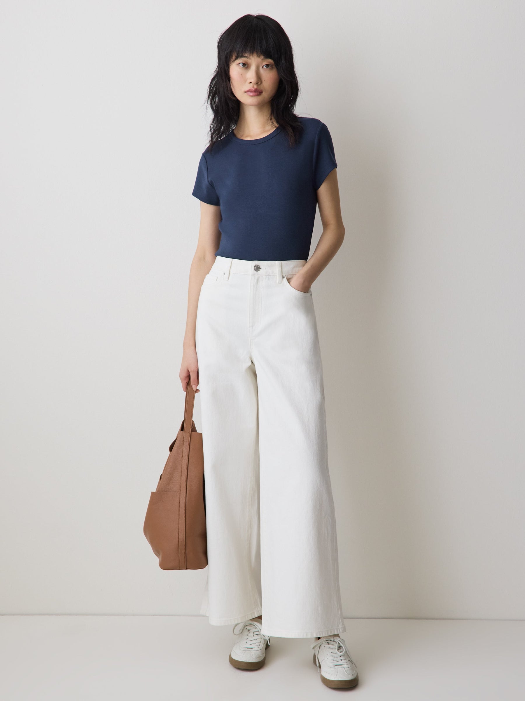 Short-Sleeve Crew-Neck Ribbed Tee