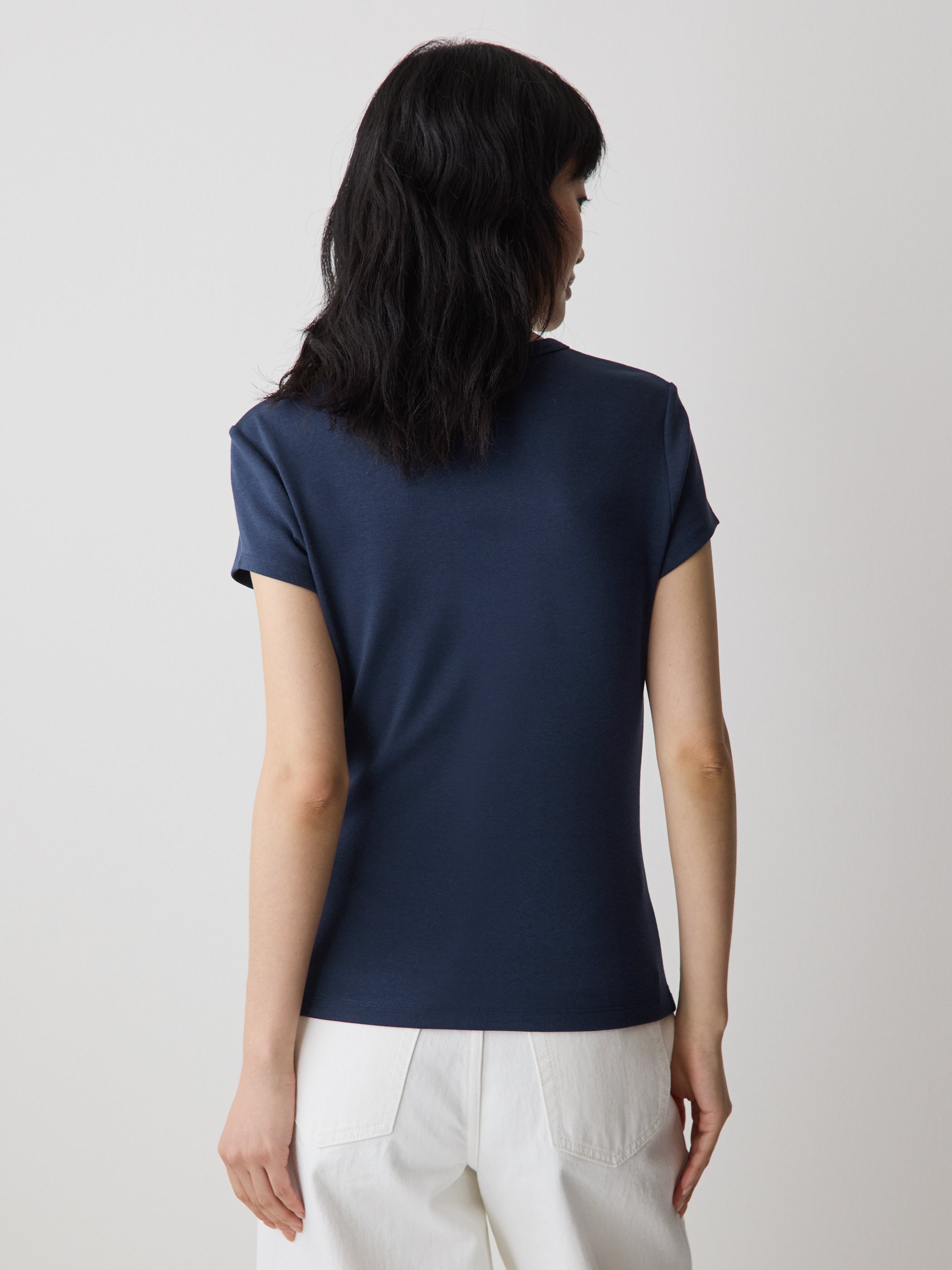 Short-Sleeve Crew-Neck Ribbed Tee