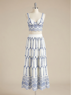 Printed Sleeveless Tie Back Skirt Set