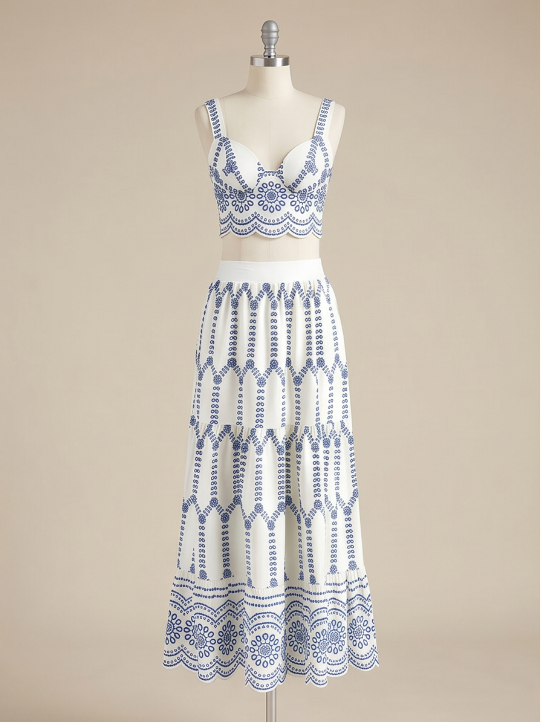 Printed Sleeveless Tie Back Skirt Set