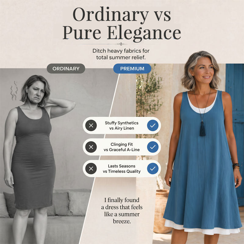Casual Loose Sleeveless Fake Two Piece Tank Dress