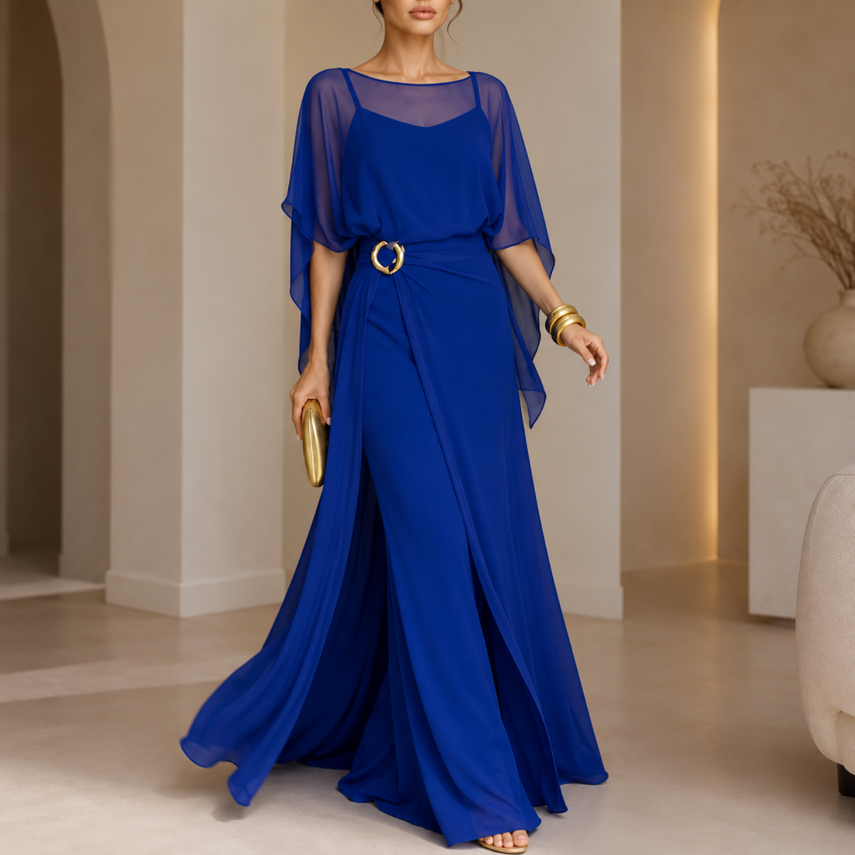 Hermione™ Jumpsuit Set with a Sheer Overlay