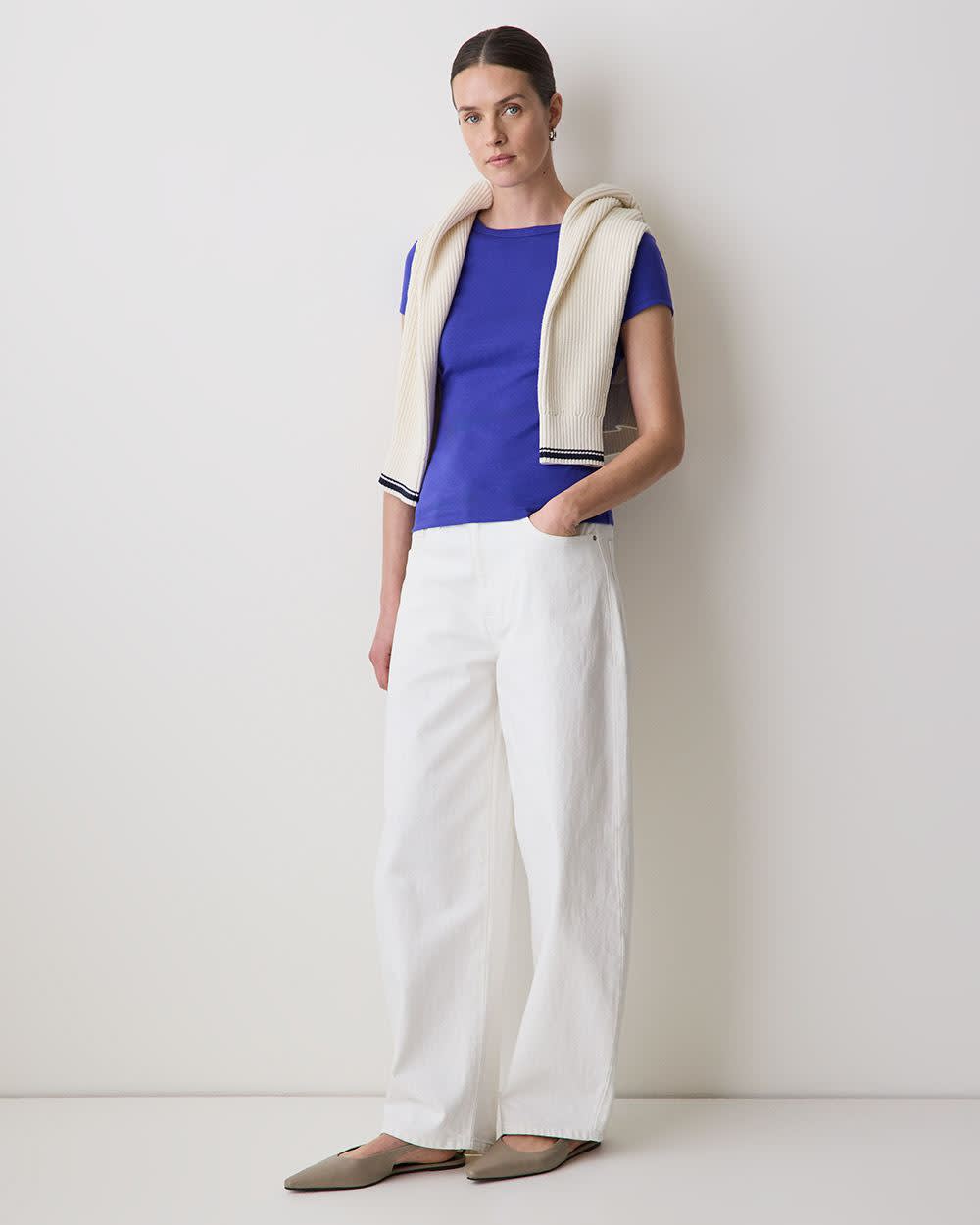 Short-Sleeve Crew-Neck Ribbed Tee