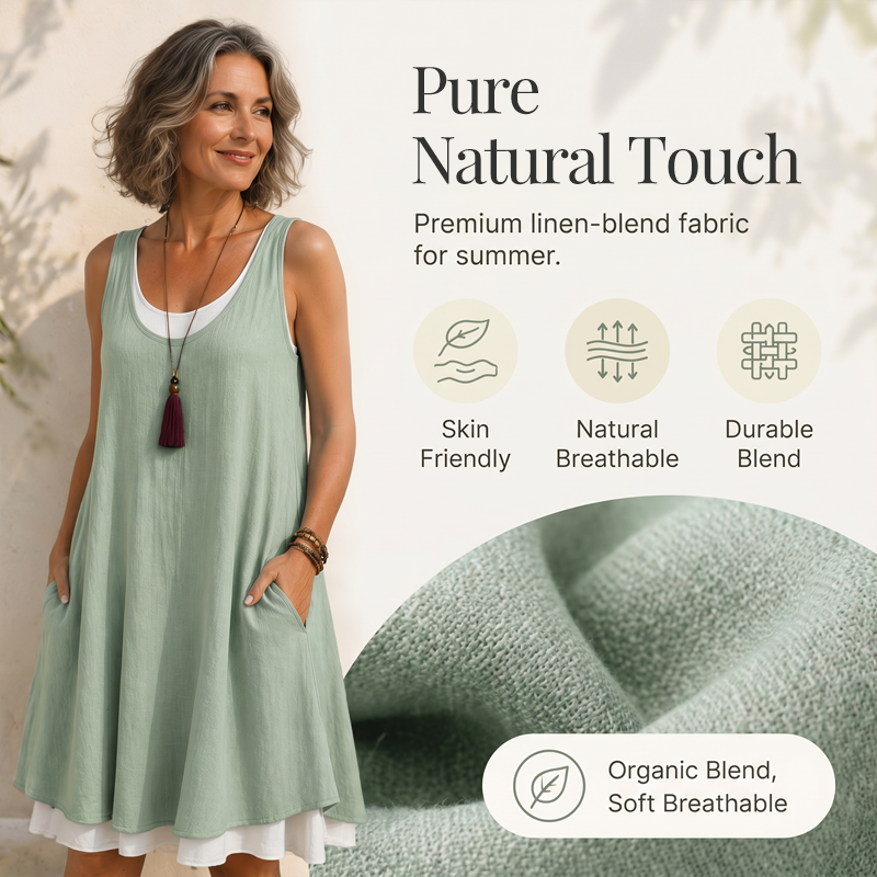 Casual Loose Sleeveless Fake Two Piece Tank Dress