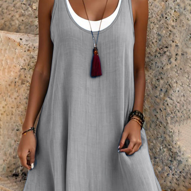 Casual Loose Sleeveless Fake Two Piece Tank Dress