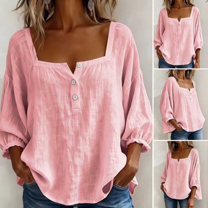 Women's Square Neck Bubble Sleeve Blouse