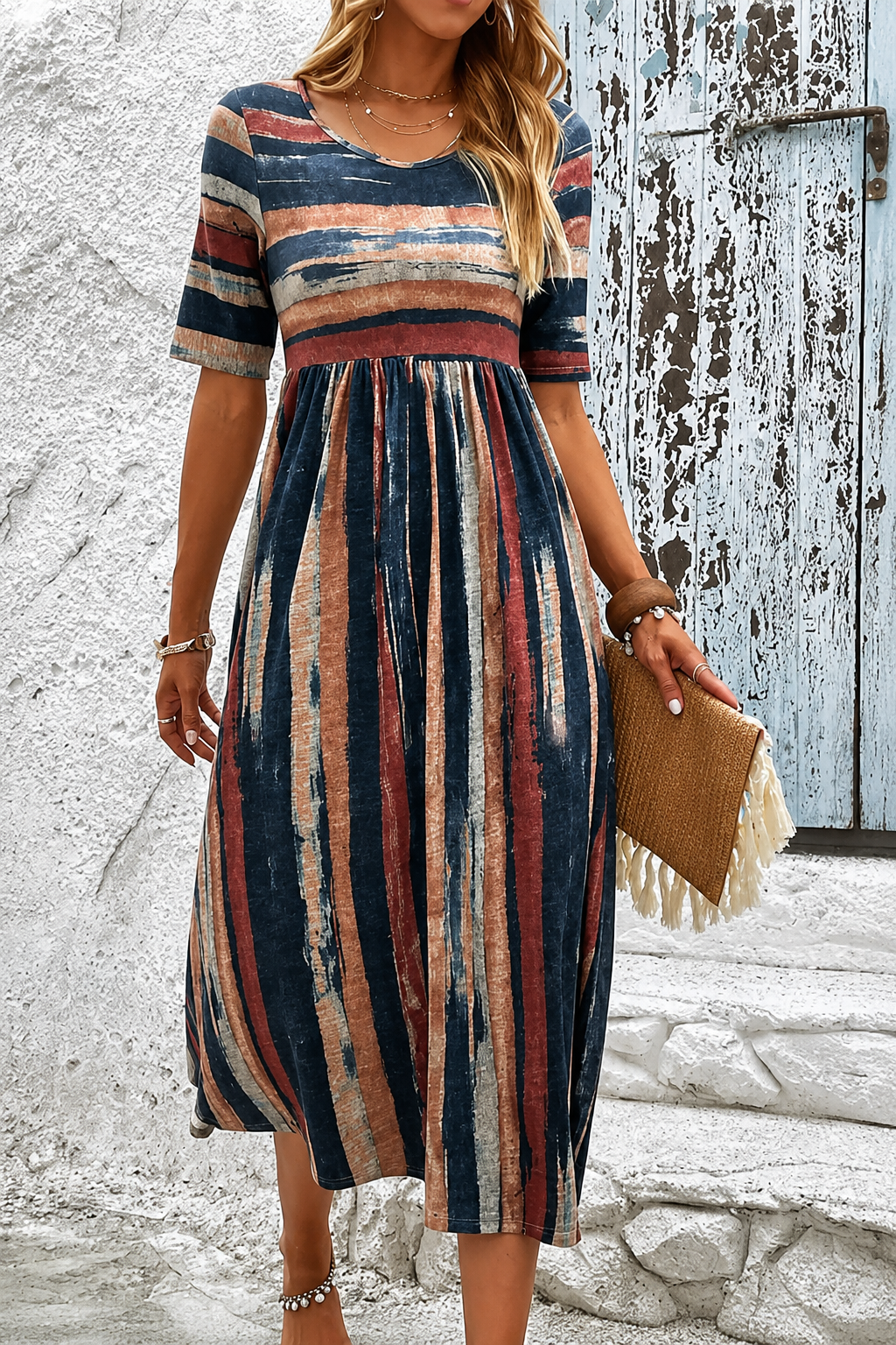 Isla™ | Striped, Flowing Midi Dress