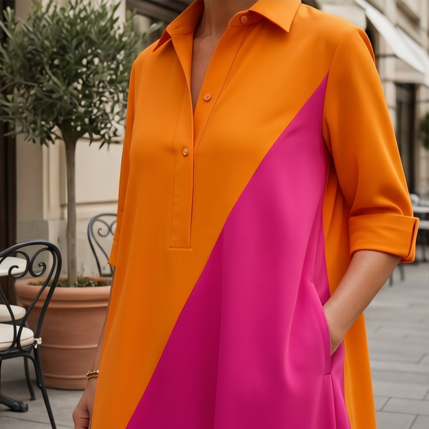 Sabrina - Stylish Cotton Midi Dress