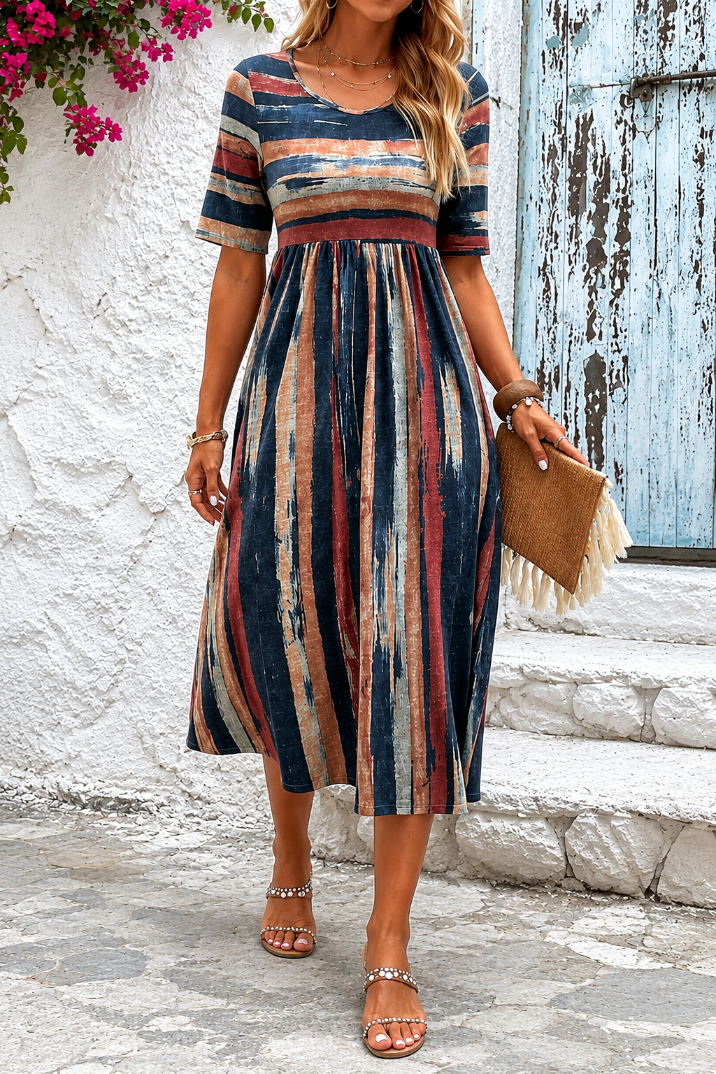 Isla™ | Striped, Flowing Midi Dress