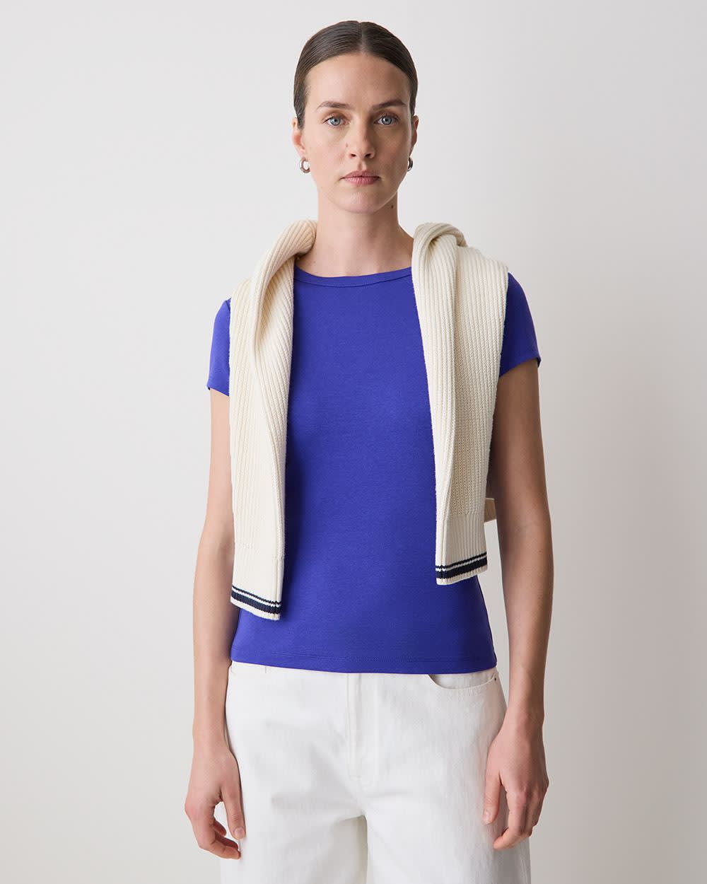 Short-Sleeve Crew-Neck Ribbed Tee