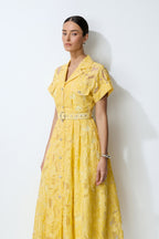 Endless Summer Yellow Sheer Floral Lace Midi Dress