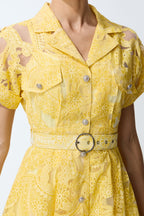 Endless Summer Yellow Sheer Floral Lace Midi Dress