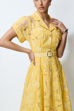 Endless Summer Yellow Sheer Floral Lace Midi Dress