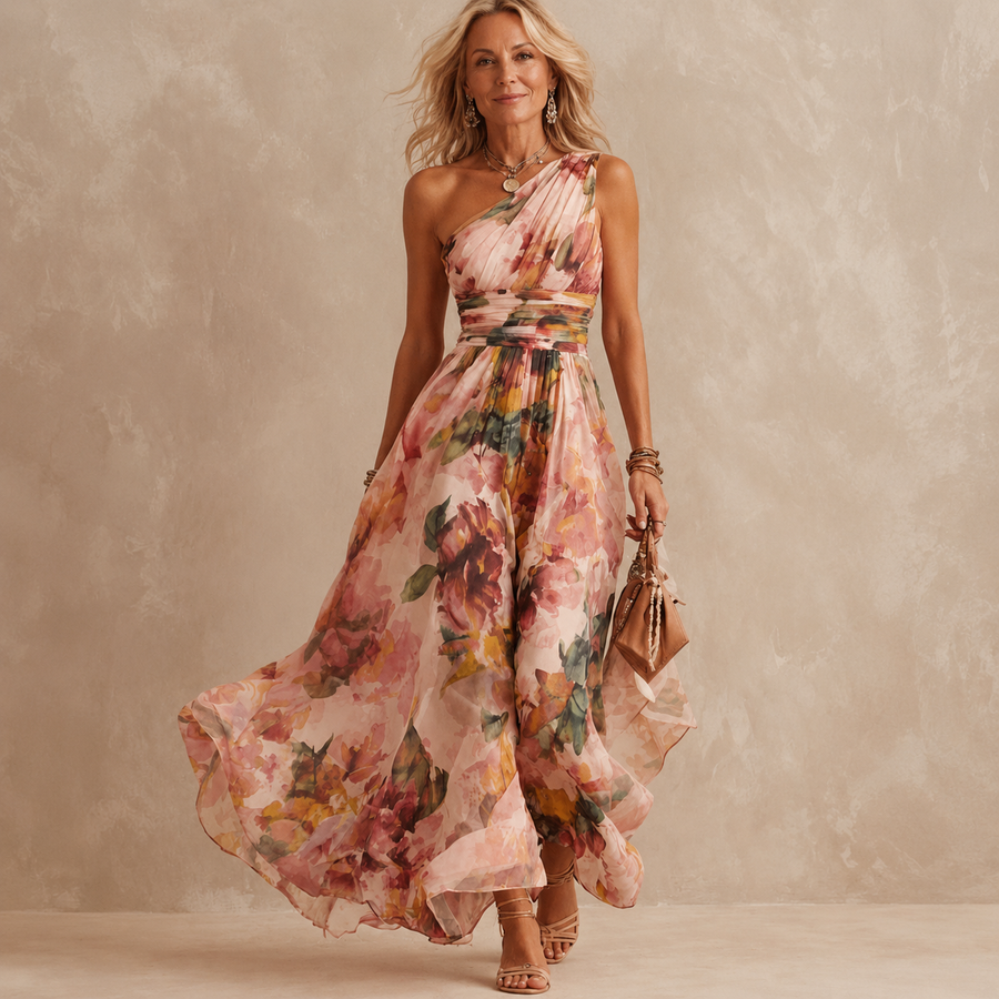Beatrice | One-Shoulder Chiffon Dress