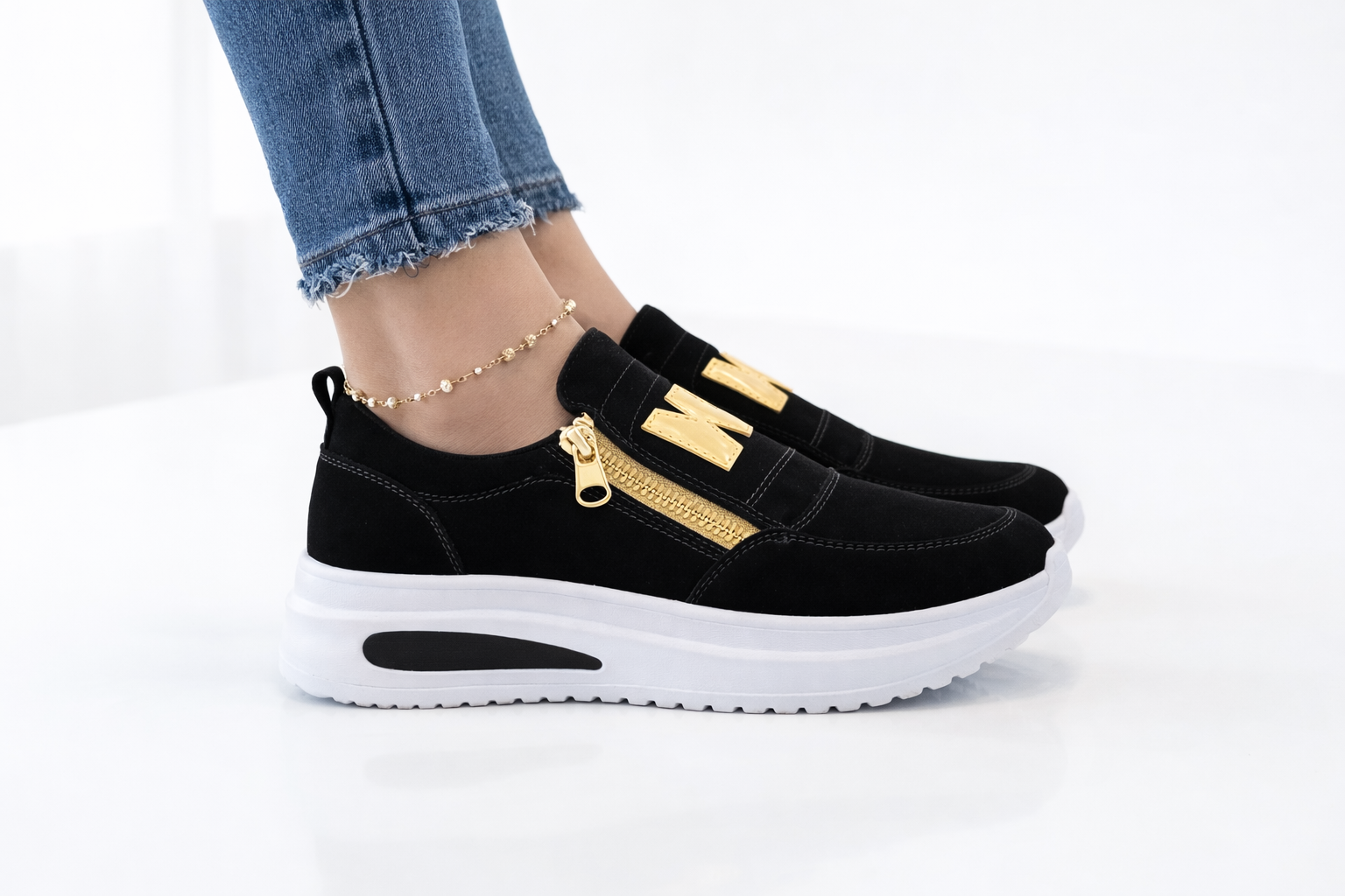 Ashley -  Luxe Zip Sneakers.