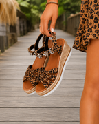 Summy™ – Crystal Leopard Wedge Sandals