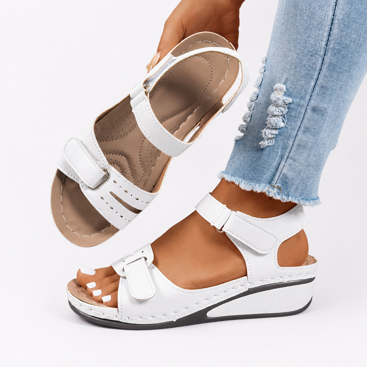 Elena – Comfortable Adjustable Wedge Sandals