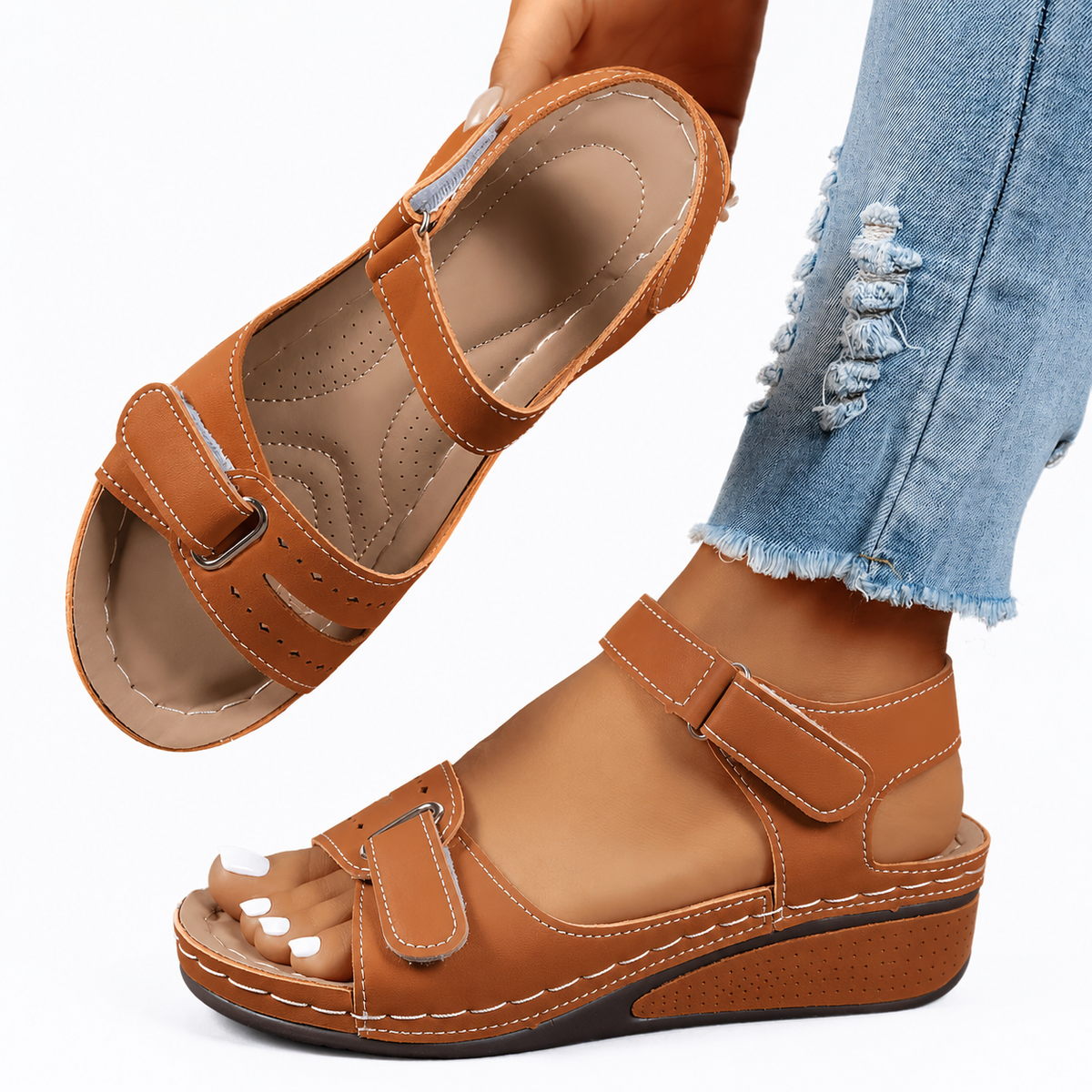 Elena – Comfortable Adjustable Wedge Sandals