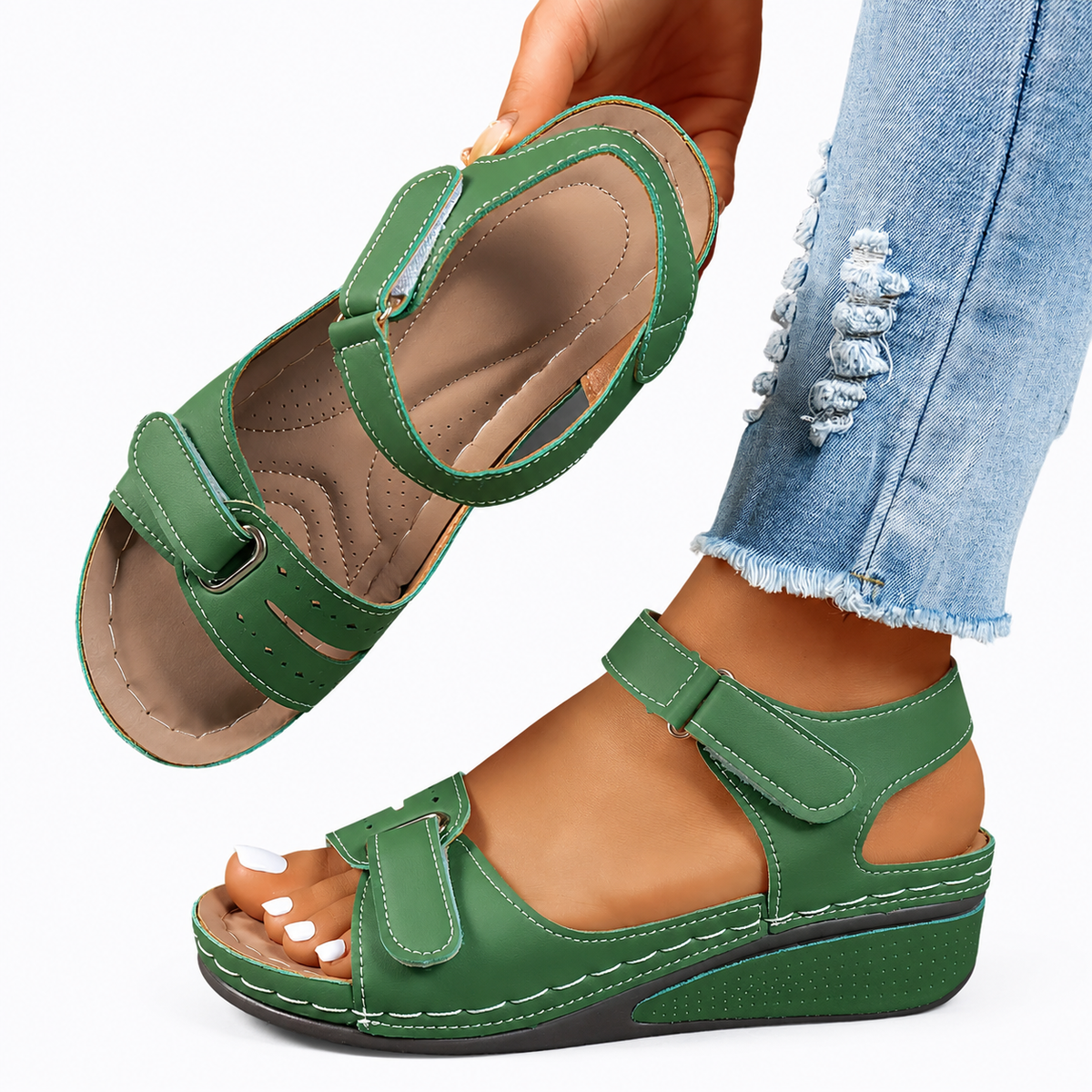 Elena – Comfortable Adjustable Wedge Sandals