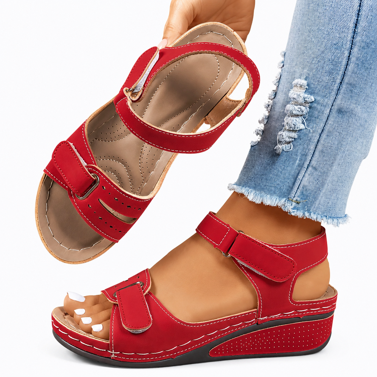 Elena – Comfortable Adjustable Wedge Sandals