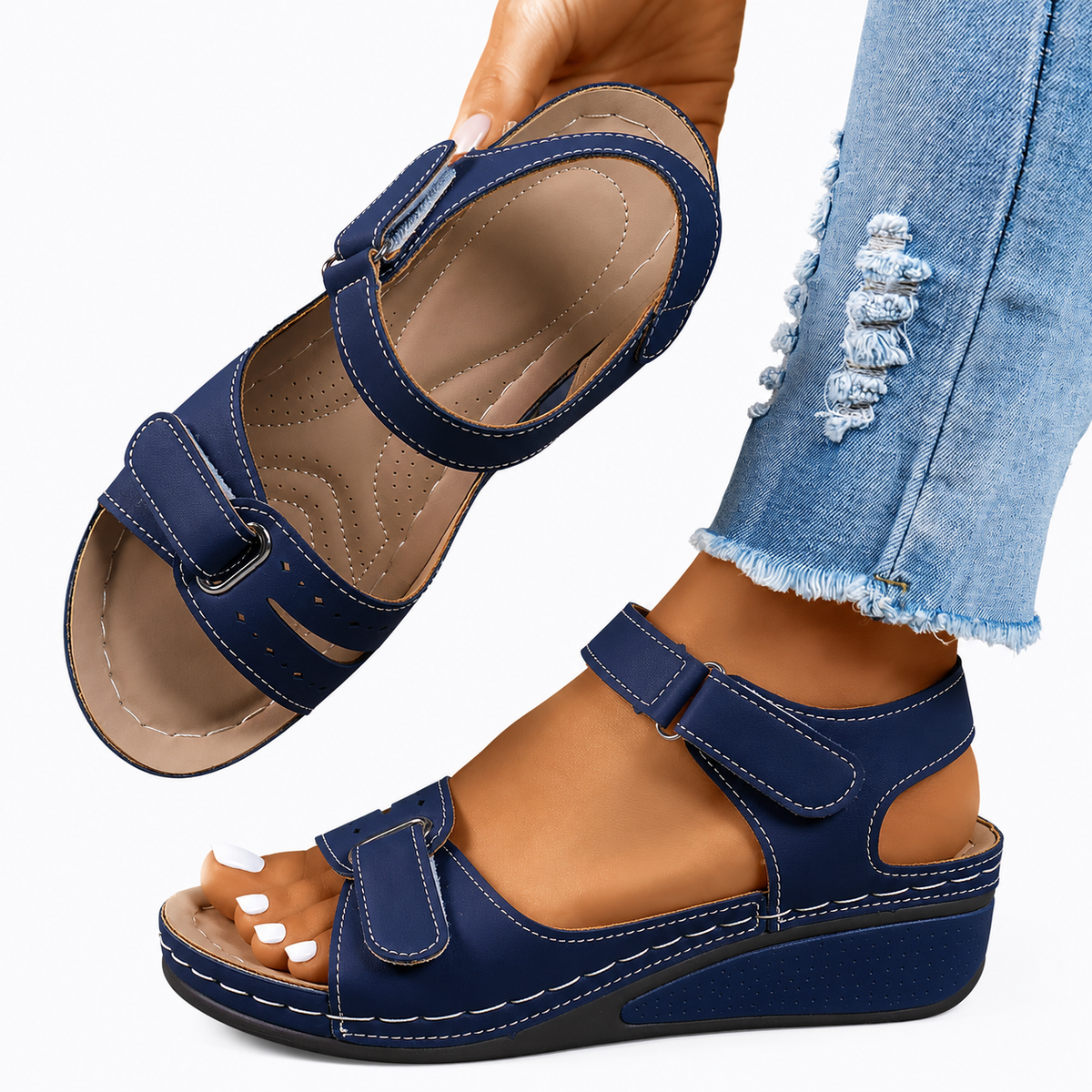 Elena – Comfortable Adjustable Wedge Sandals