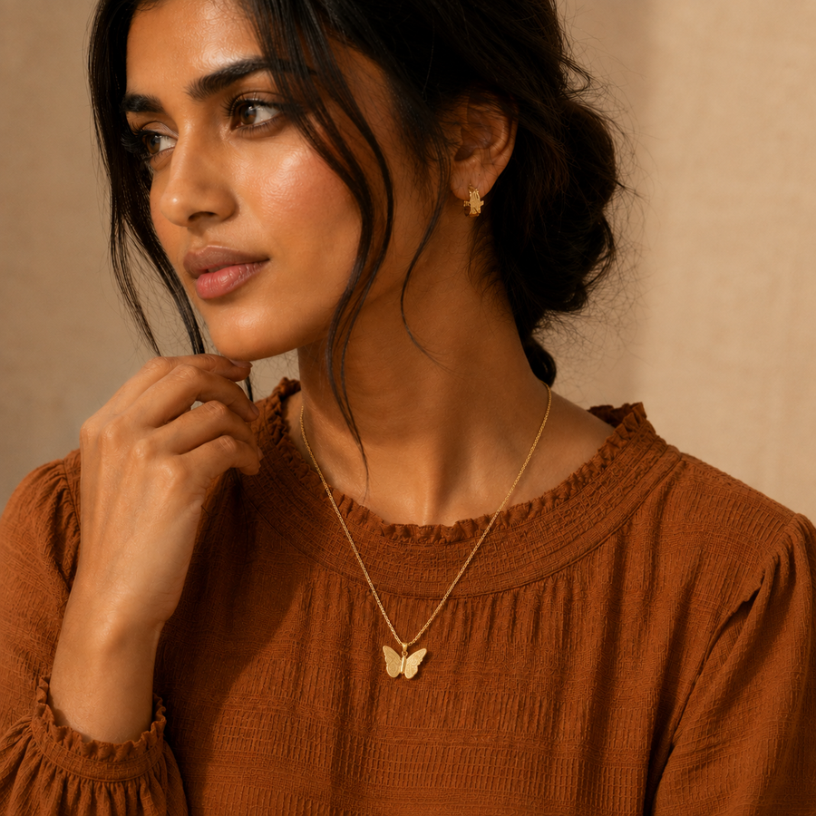 Gold Butterfly Pendant Necklace