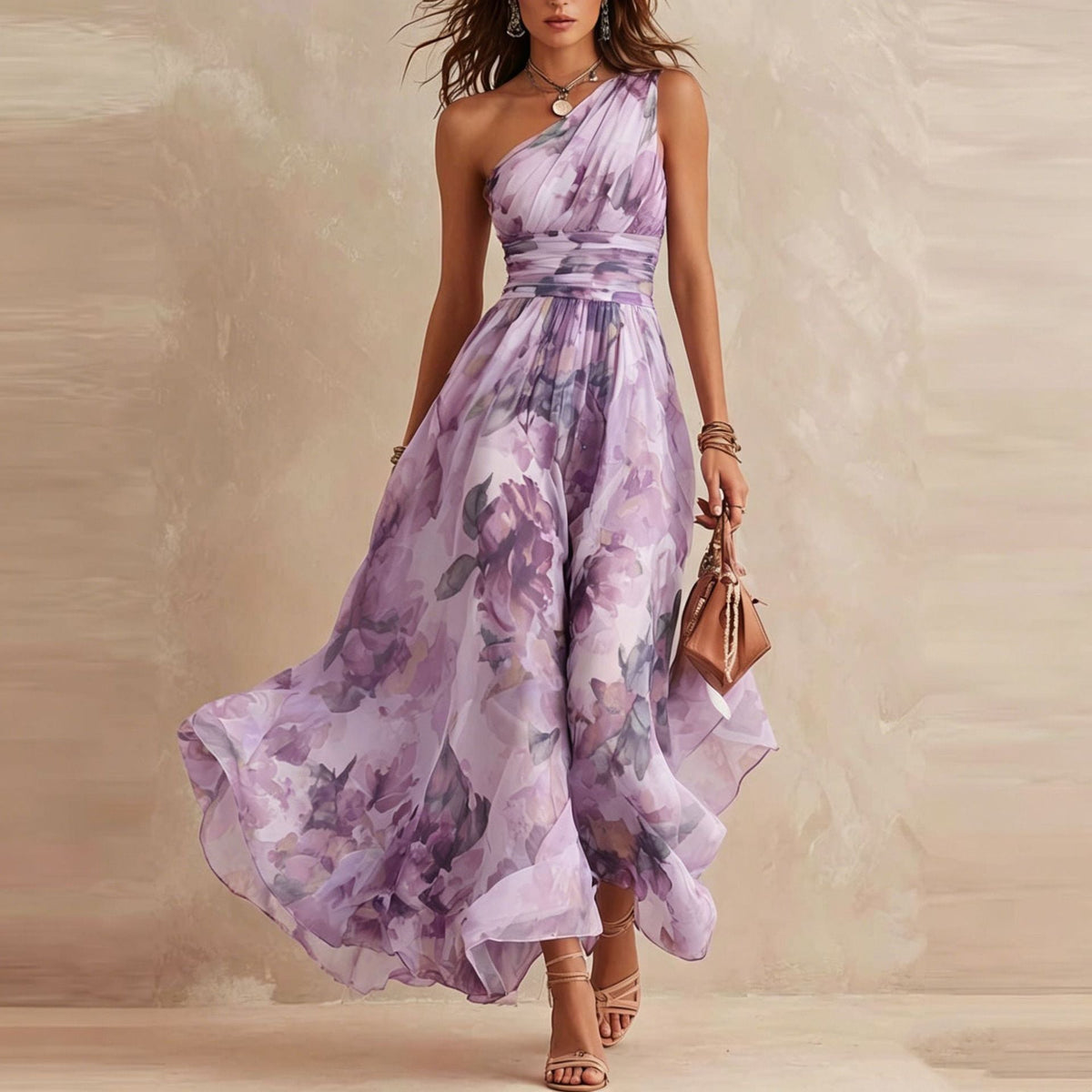 Beatrice | One-Shoulder Chiffon Dress