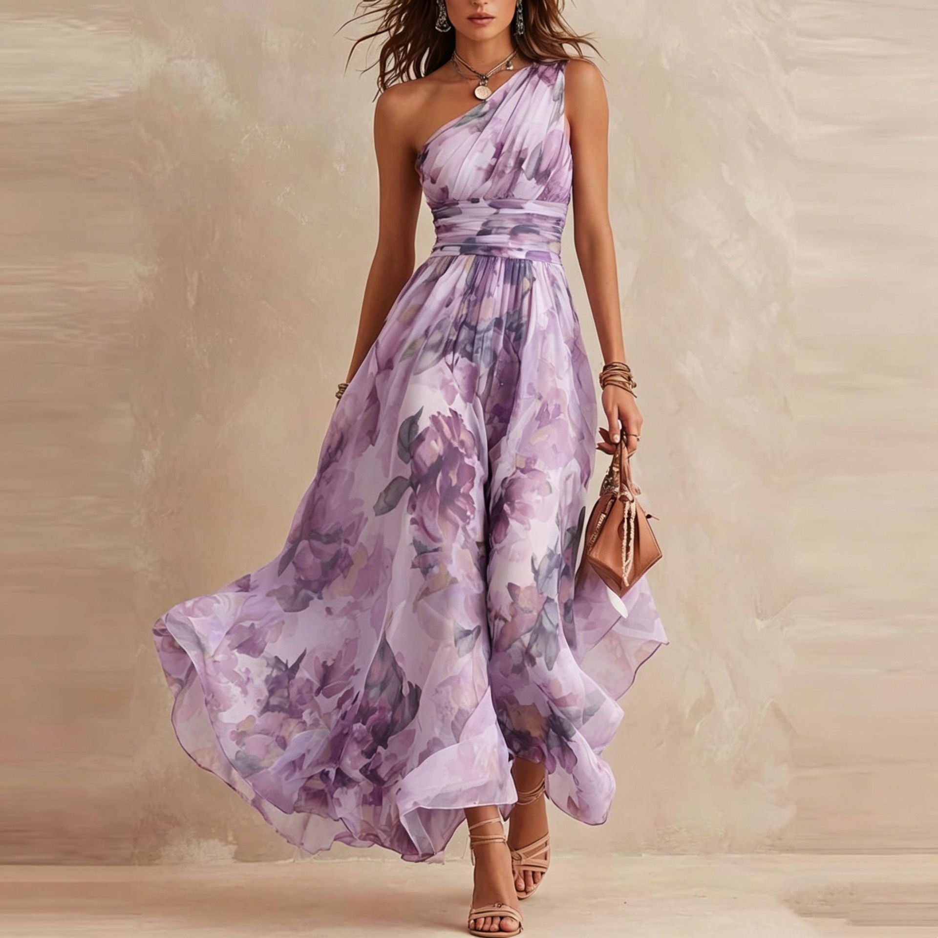 Beatrice | One-Shoulder Chiffon Dress