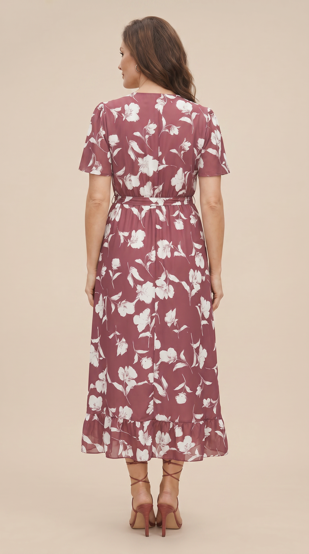 Floral Ruffle Knot Side Wrap Dress