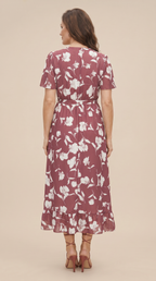 Floral Ruffle Knot Side Wrap Dress