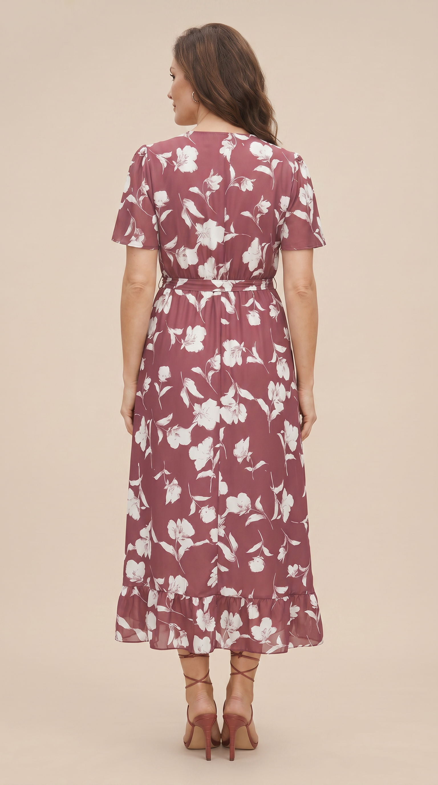 Floral Ruffle Knot Side Wrap Dress
