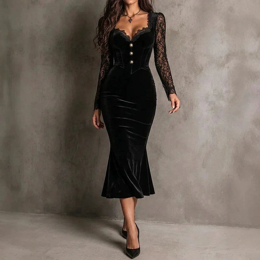 Viviana | Elegant Velvet Lace Dress
