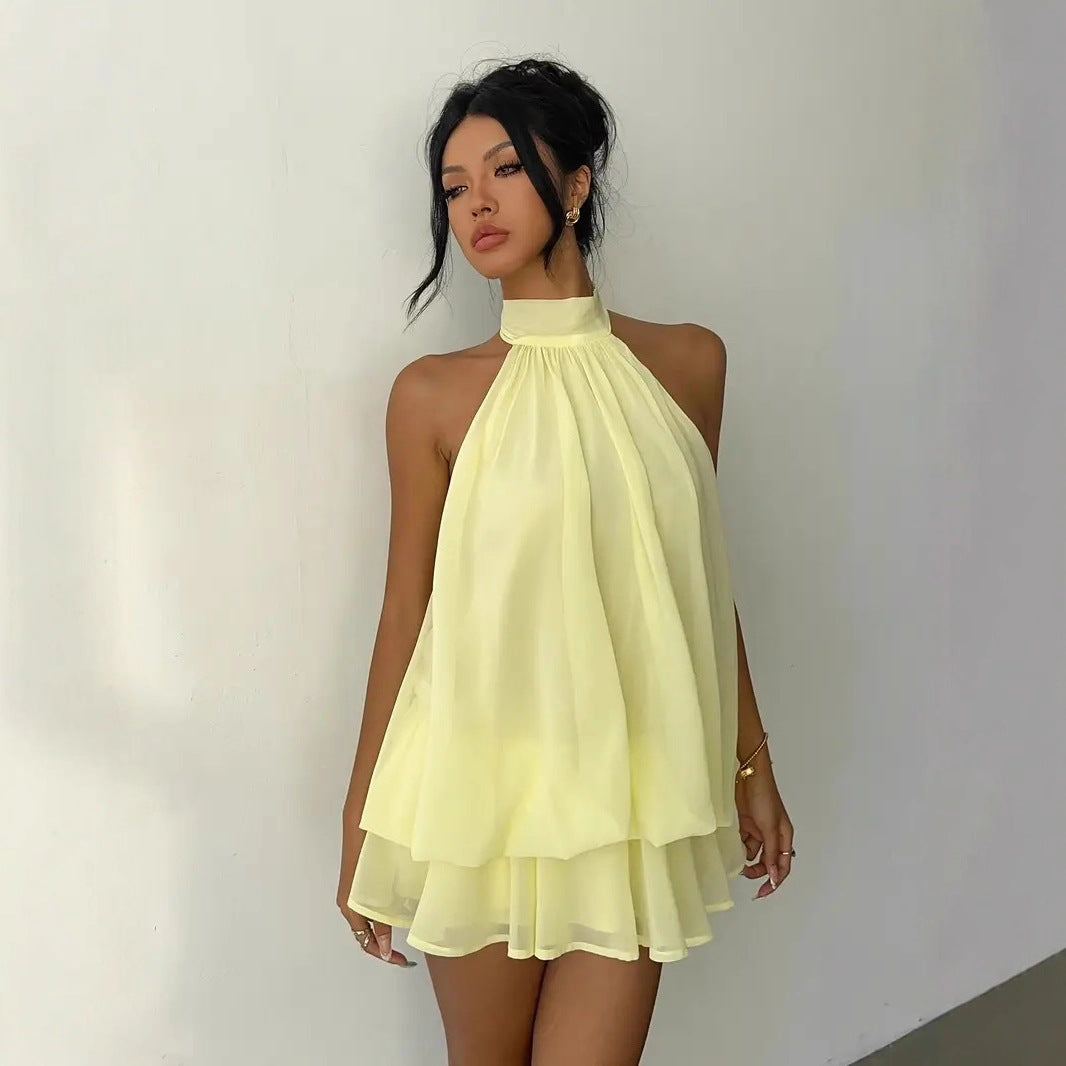 Halter Tie-Back Fit & Flare Mini Dress