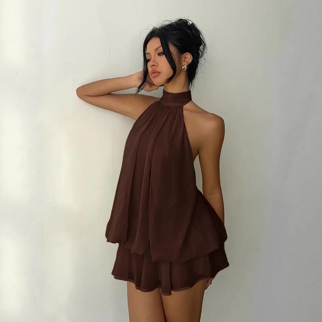 Halter Tie-Back Fit & Flare Mini Dress