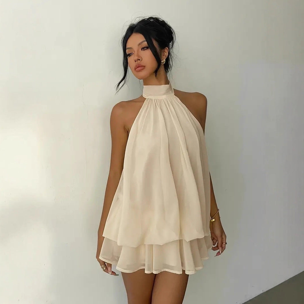 Halter Tie-Back Fit & Flare Mini Dress