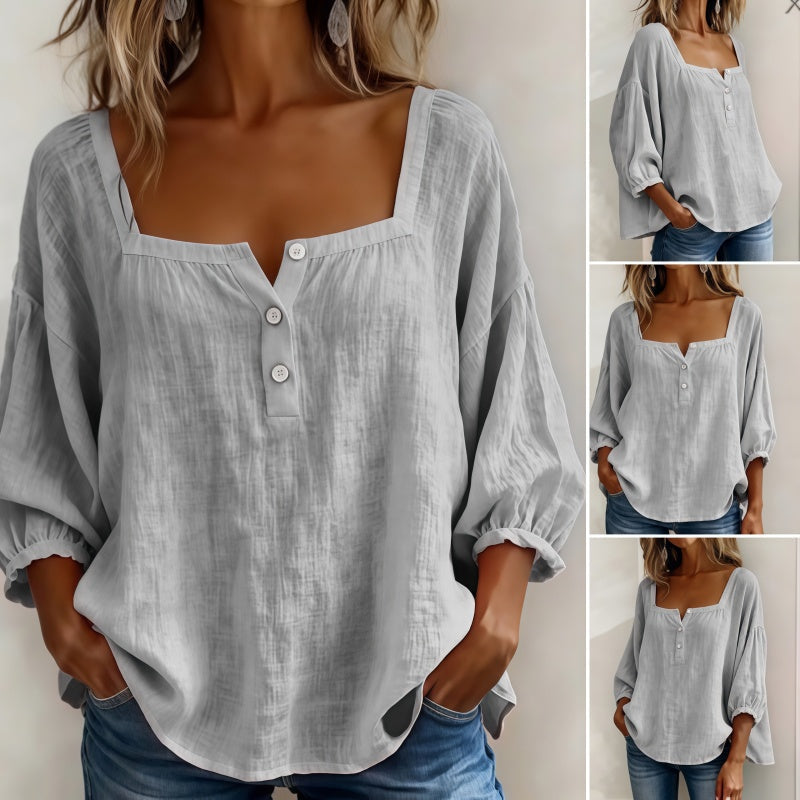 Women's Square Neck Bubble Sleeve Blouse