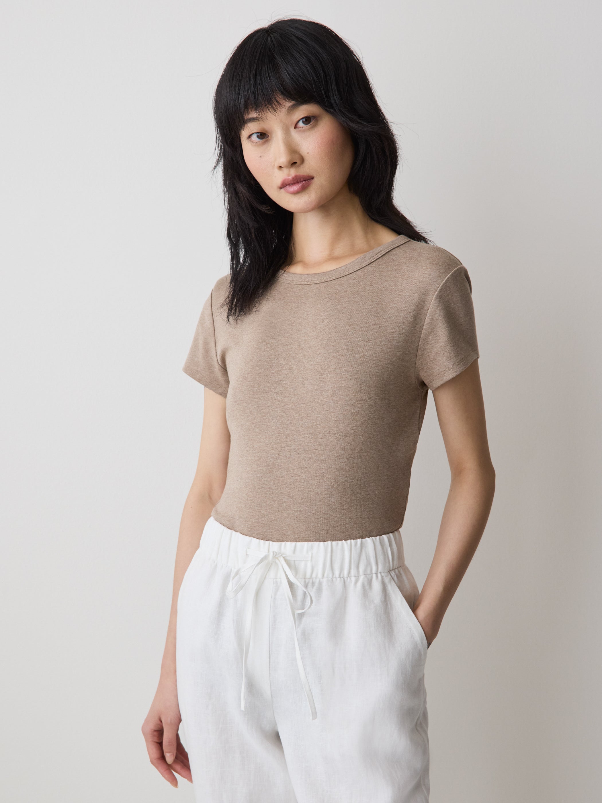 Short-Sleeve Crew-Neck Ribbed Tee