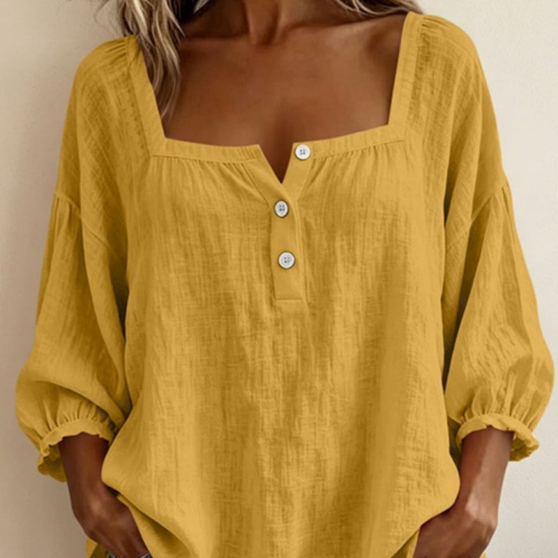 Women's Square Neck Bubble Sleeve Blouse