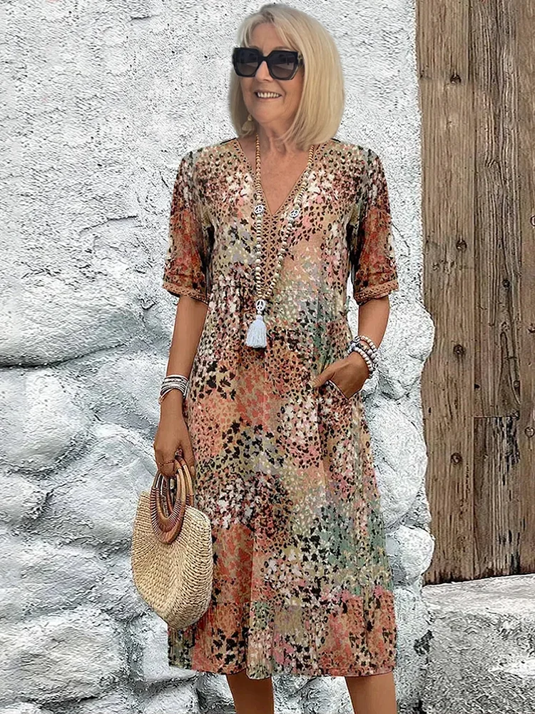 SUSAN | VIBRANT MIDI DRESS WITH ELEGANT TUMMY COVERAGE