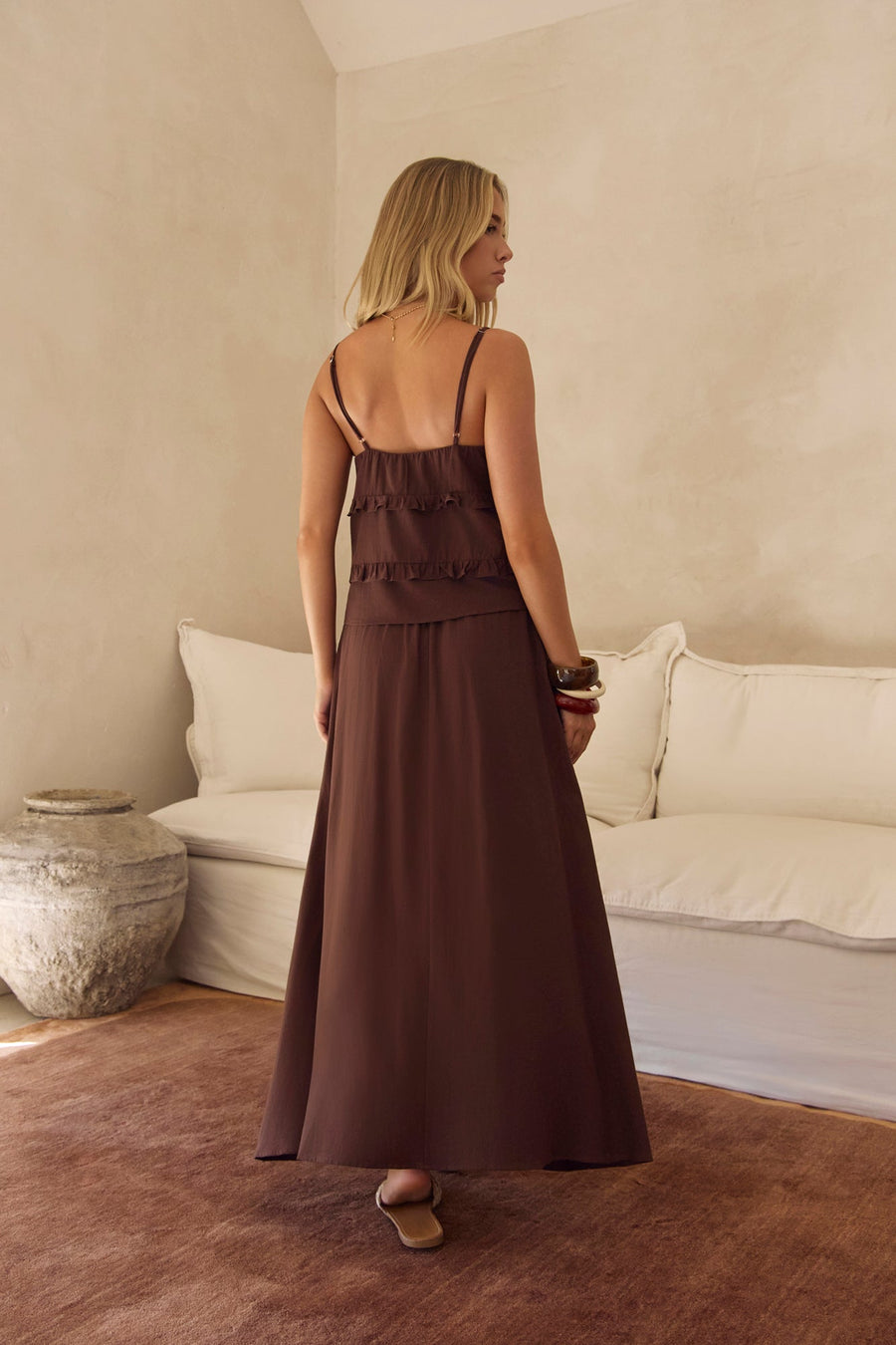 Glass Hearts Maxi Skirt Brown